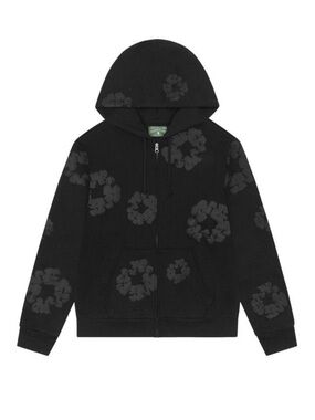 Denim Tears Mono Cotton Wreath Zip Hoodie Black Monochrome NWT Size L